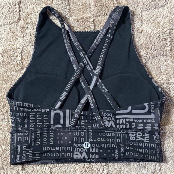 Like New Lululemon Energy High-Neck Longline Sports Bra  Crop Top Ombre Black 4 - Picture 4 of 8
